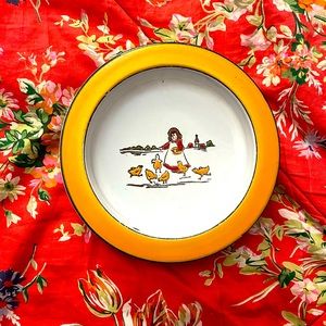 Antique German Children’s Dish Enamelware Graniteware 20s 30s Chickens Country